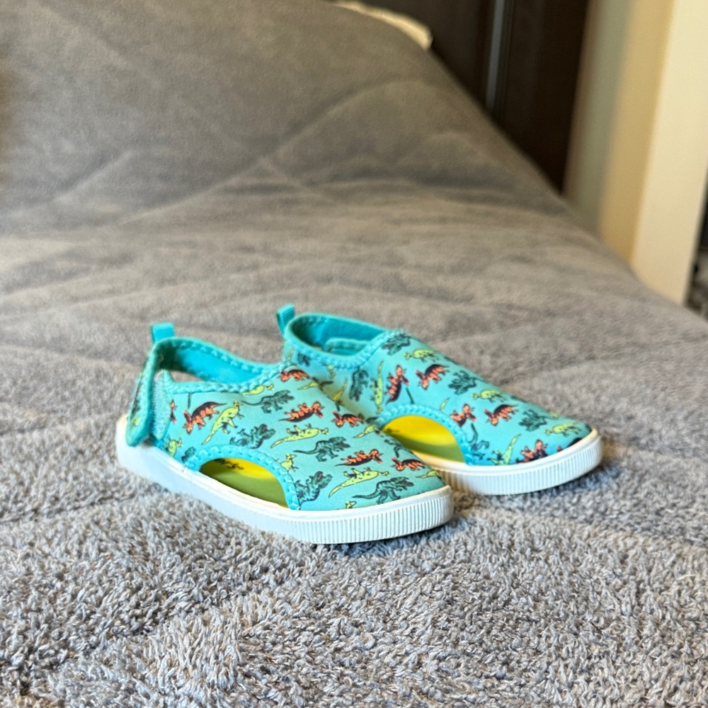Kids Dinosaur Print Shoes - Blue and Yellow